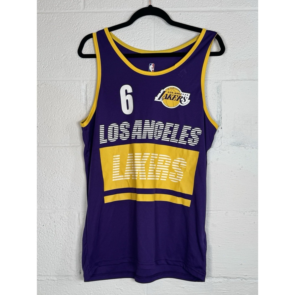 Los Angeles‎ Lakers LeBron James #6 NBA Tank Top Jersey Purple Gold Men's Medium